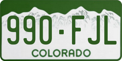 CO license plate 990FJL
