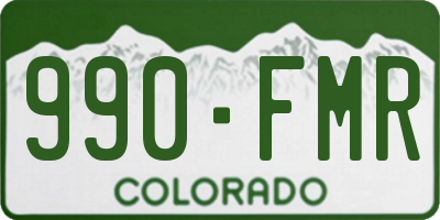 CO license plate 990FMR