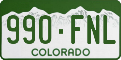 CO license plate 990FNL