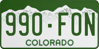 CO license plate 990FON