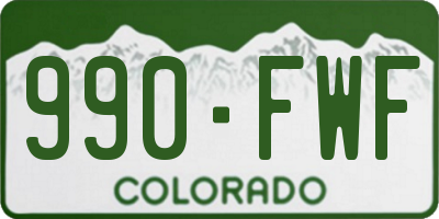 CO license plate 990FWF