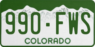 CO license plate 990FWS