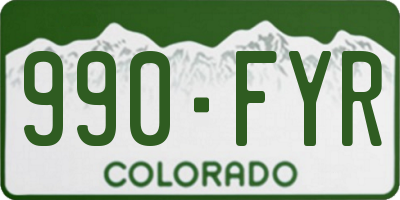 CO license plate 990FYR