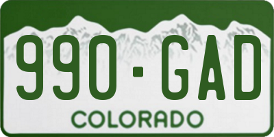CO license plate 990GAD