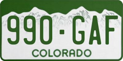 CO license plate 990GAF