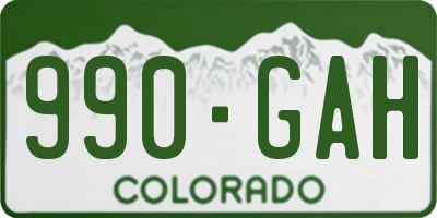 CO license plate 990GAH
