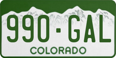 CO license plate 990GAL