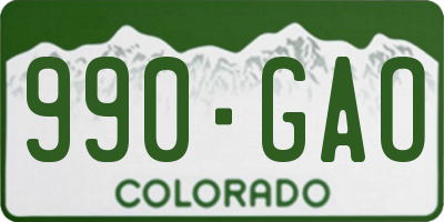 CO license plate 990GAO