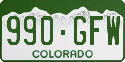 CO license plate 990GFW