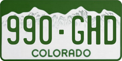 CO license plate 990GHD
