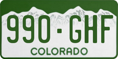 CO license plate 990GHF