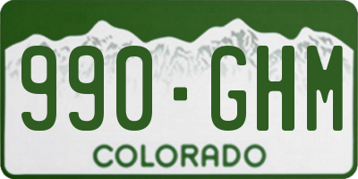 CO license plate 990GHM