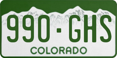 CO license plate 990GHS