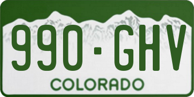 CO license plate 990GHV