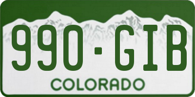 CO license plate 990GIB