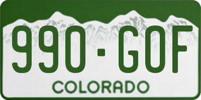 CO license plate 990GOF