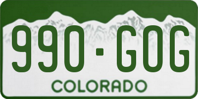 CO license plate 990GOG