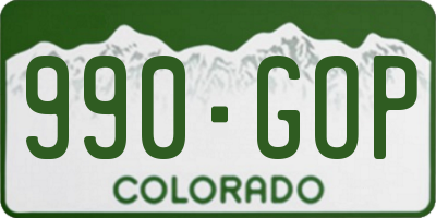 CO license plate 990GOP