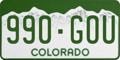 CO license plate 990GOU