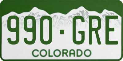 CO license plate 990GRE