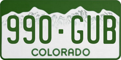 CO license plate 990GUB