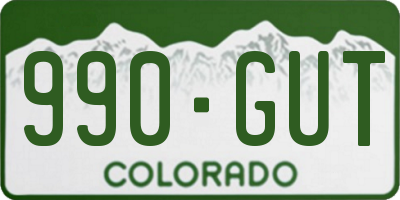 CO license plate 990GUT