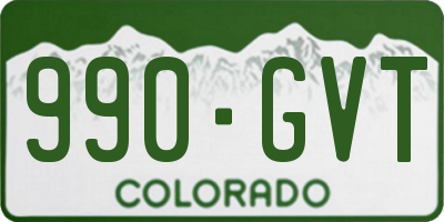 CO license plate 990GVT