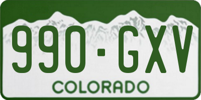 CO license plate 990GXV