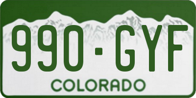 CO license plate 990GYF