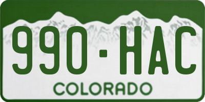 CO license plate 990HAC