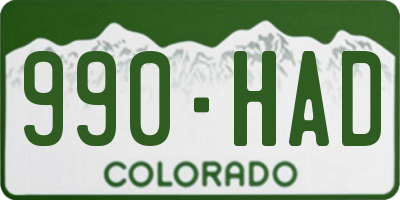 CO license plate 990HAD