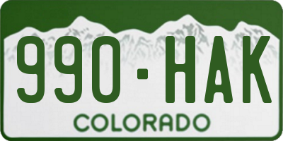 CO license plate 990HAK