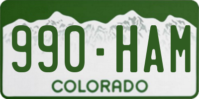 CO license plate 990HAM