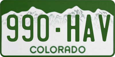 CO license plate 990HAV