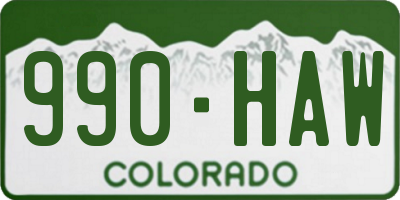 CO license plate 990HAW