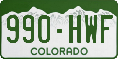 CO license plate 990HWF