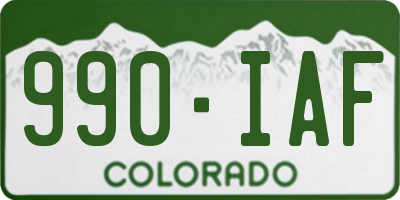 CO license plate 990IAF