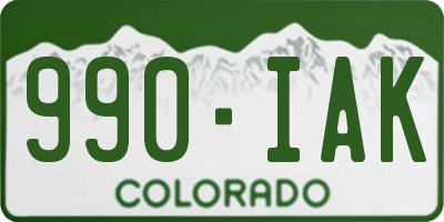 CO license plate 990IAK