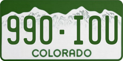 CO license plate 990IOU