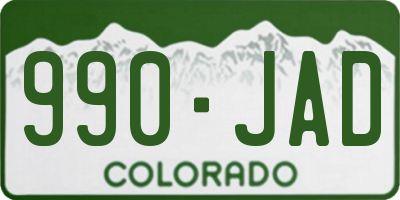 CO license plate 990JAD