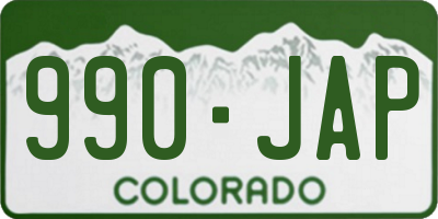 CO license plate 990JAP