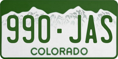 CO license plate 990JAS