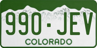 CO license plate 990JEV