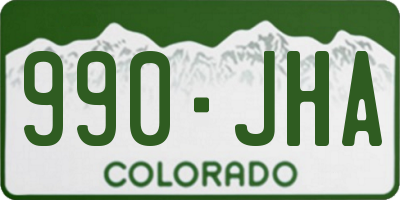 CO license plate 990JHA