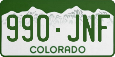 CO license plate 990JNF