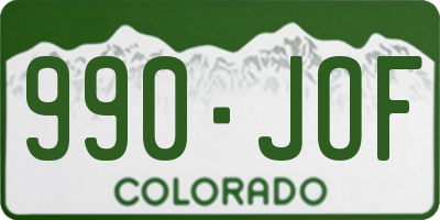 CO license plate 990JOF