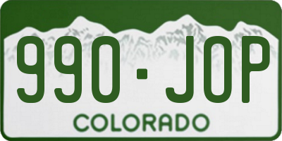 CO license plate 990JOP