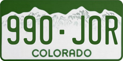 CO license plate 990JOR