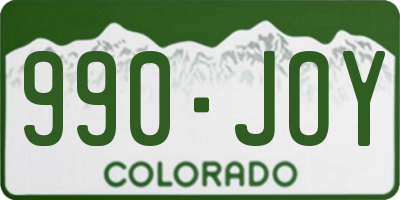 CO license plate 990JOY