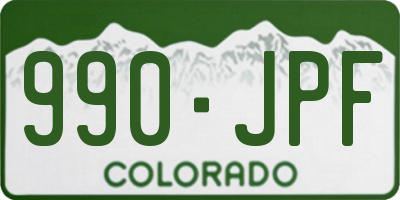 CO license plate 990JPF